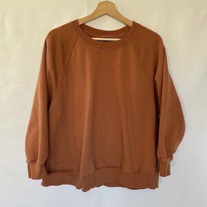 Old Navy orange burnt crewneck sweater casual women's size large cotton comfort